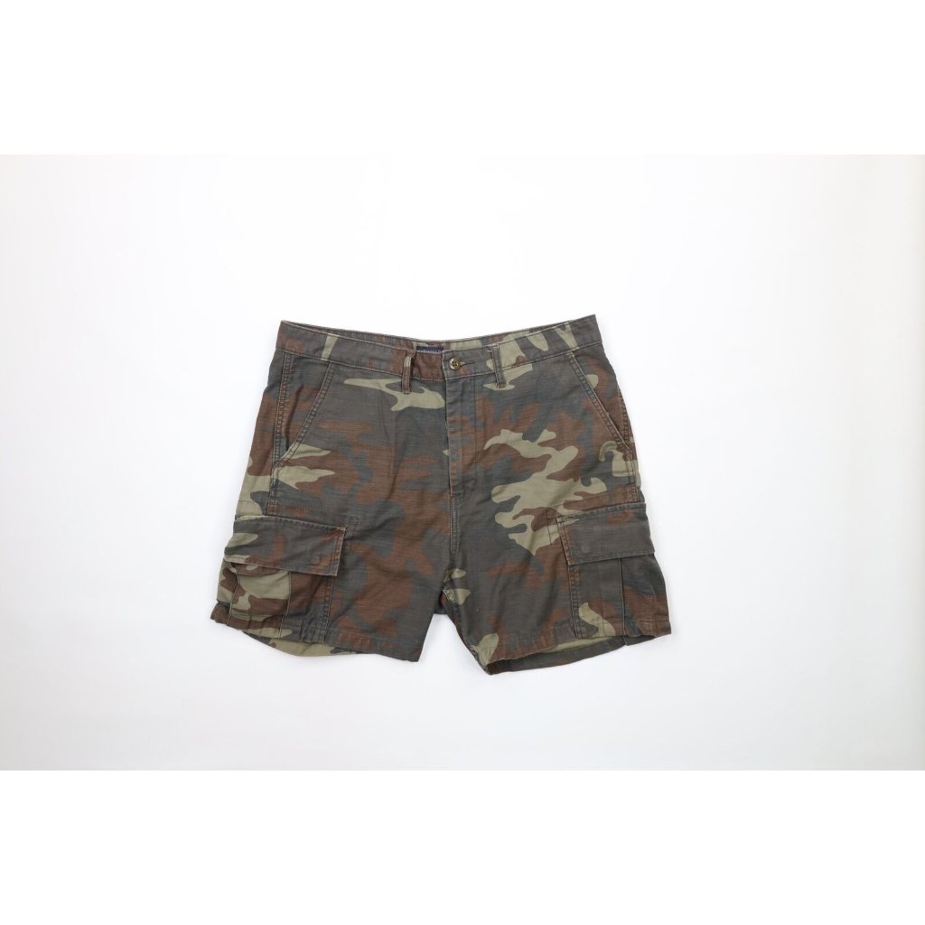 Vintage Levis Mens 34 Faded Custom Hemmed Above Knee Camouflage Cargo Shorts